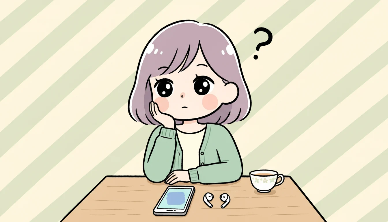 正直レビュー：Audibleのデメリットと注意点の内容を表すコミックエッセイ風イラスト
