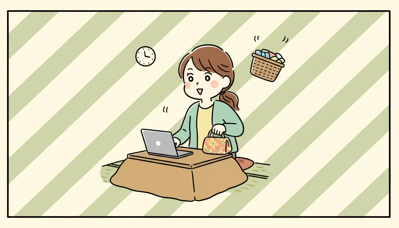 共働き夫婦の学童分担、何から始める?の内容を表すコミックエッセイ風イラスト