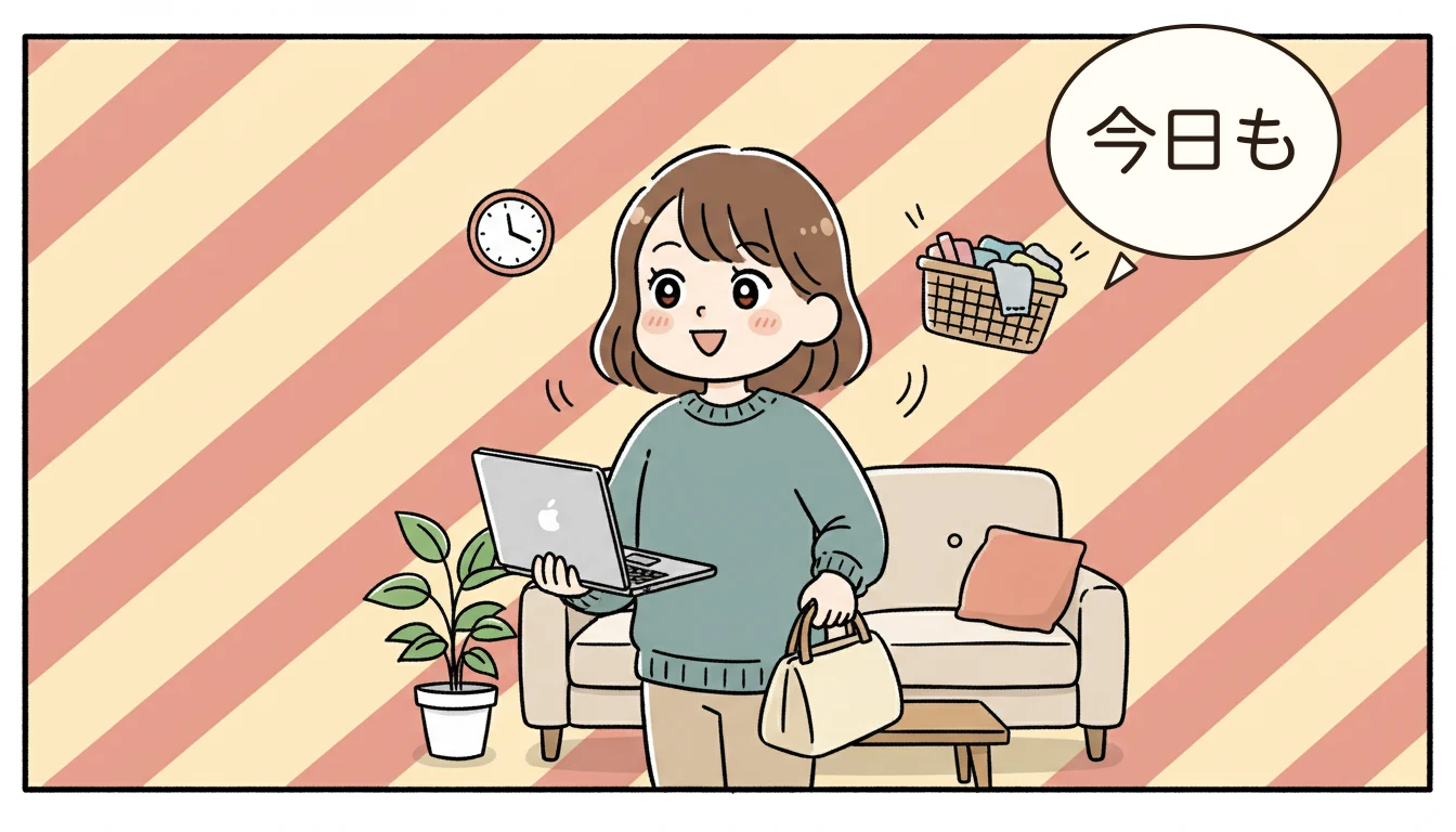 パート勤務の場合、どんな働き方なら学童に入れる?の内容を表すコミックエッセイ風イラスト
