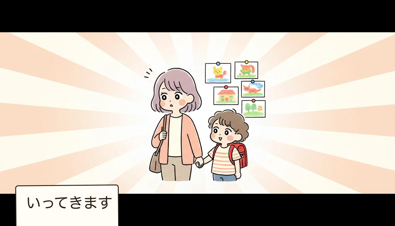 学童のお迎えに間に合わない――共働き家庭のリアルな悩みの内容を表すコミックエッセイ風イラスト