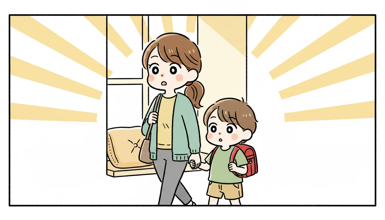 まずは現状を把握しよう|学童のお迎え時間と閉所ルールの内容を表すコミックエッセイ風イラスト