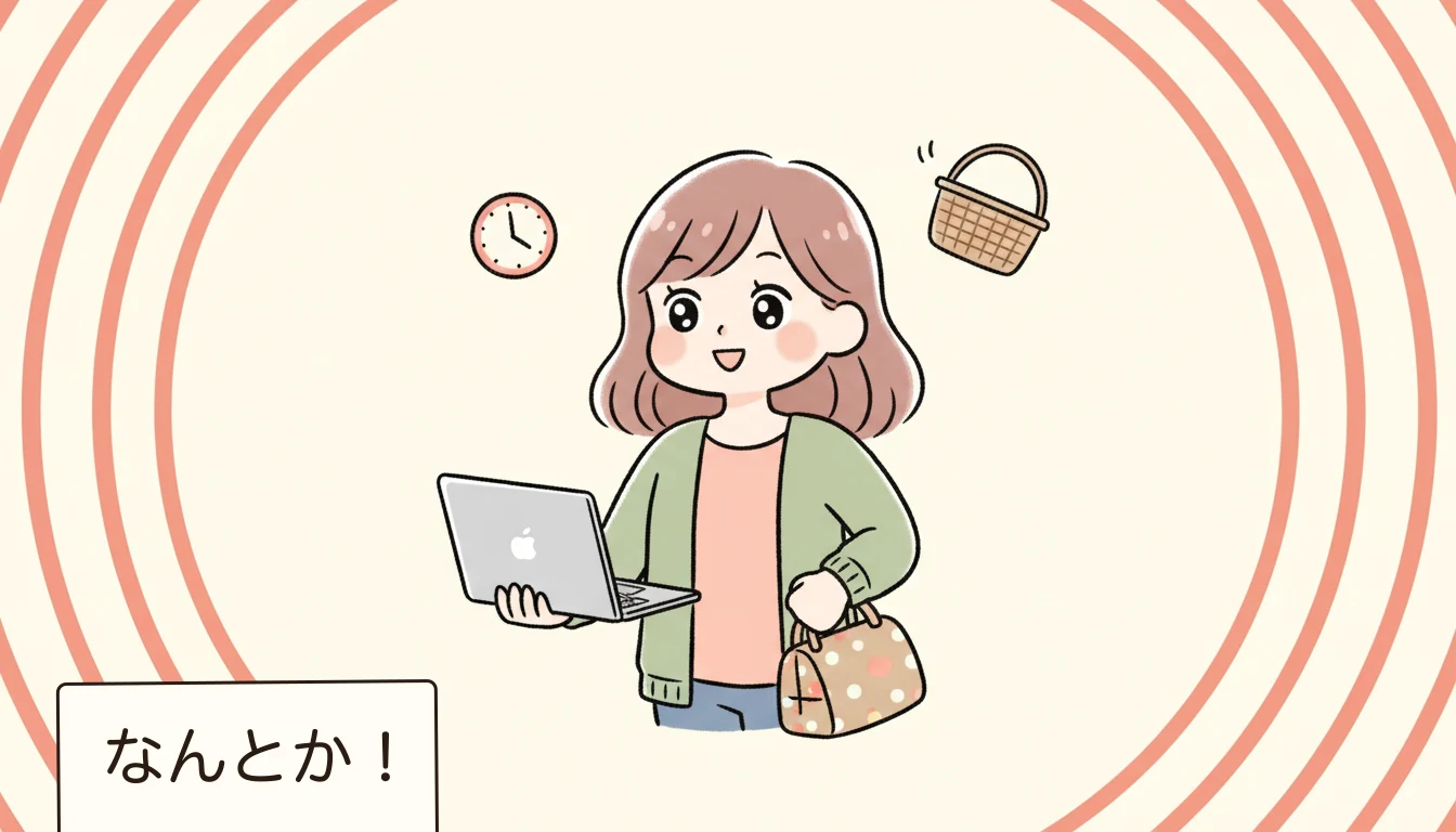 在宅勤務は学童の選考にどう影響する?の内容を表すコミックエッセイ風イラスト