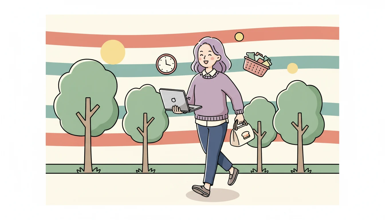 在宅勤務の日、子どもが「学童行きたくない」と言ったら?の内容を表すコミックエッセイ風イラスト