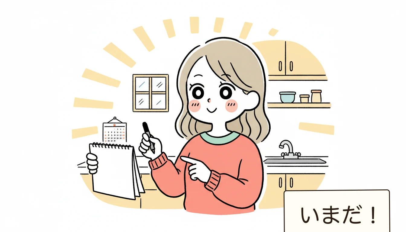 入学前1年間のスケジュールの内容を表すコミックエッセイ風イラスト