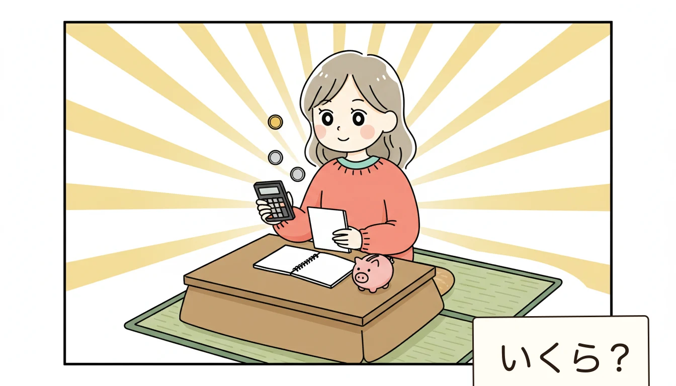 費用を下げるリアルなテクニックの内容を表すコミックエッセイ風イラスト