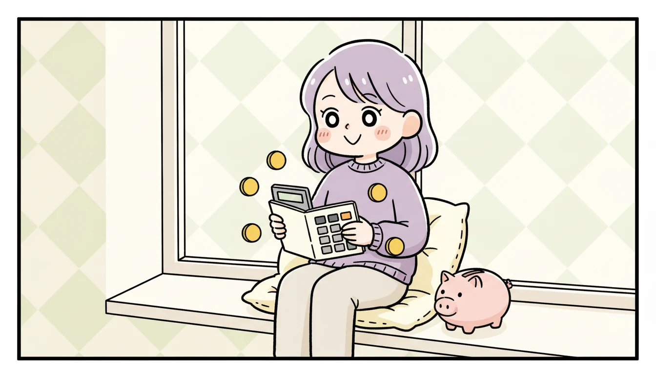 費用以外に「得しているもの」の内容を表すコミックエッセイ風イラスト