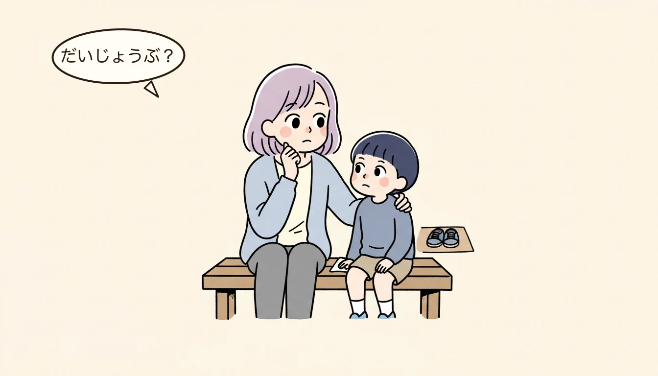「明日までにこれ持ってきて」――保護者への連絡問題の内容を表すコミックエッセイ風イラスト