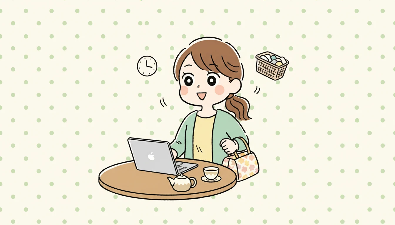 第2章: 仕事との両立で実際に困ったことの内容を表すコミックエッセイ風イラスト