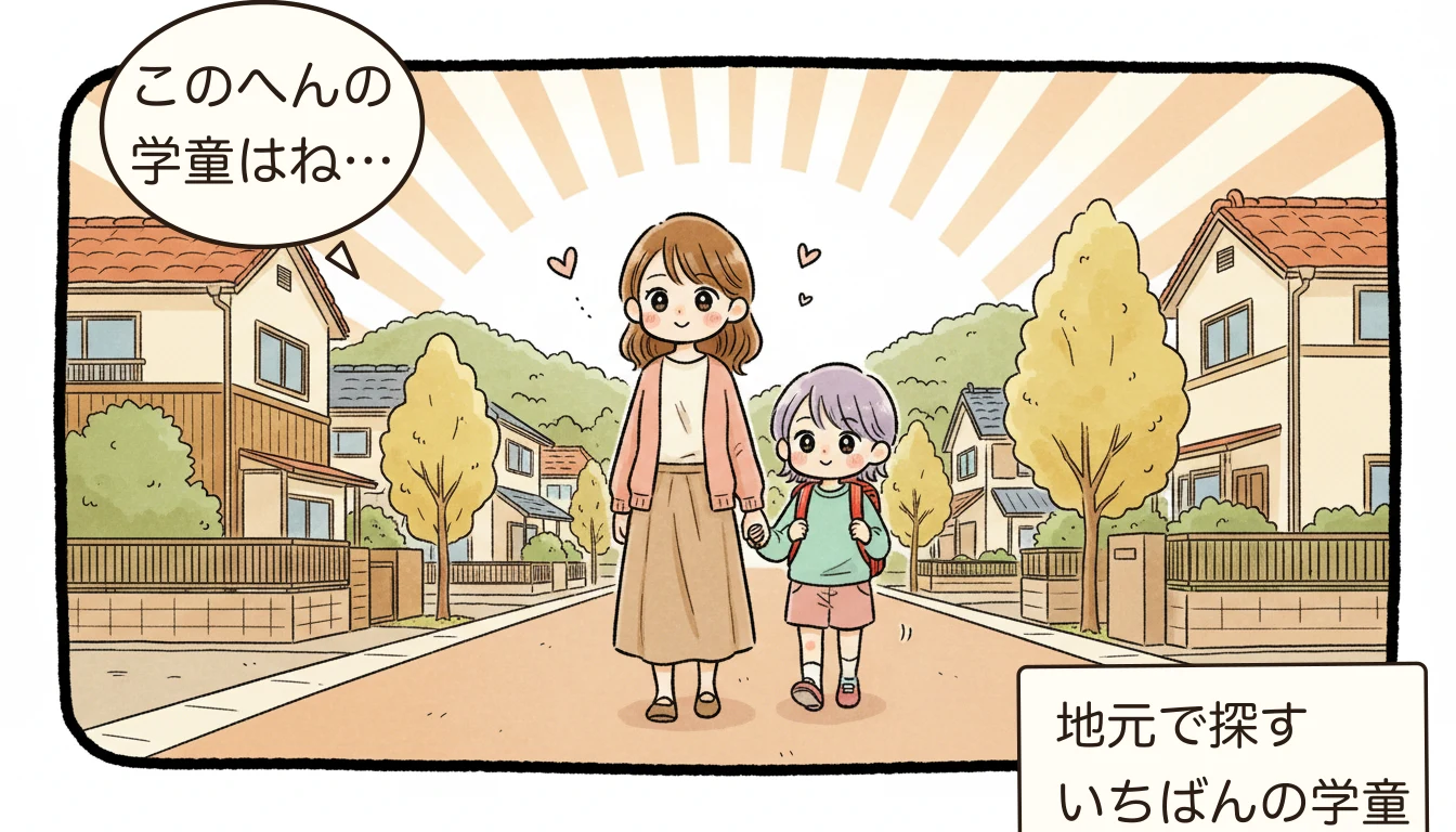 区立小学校の放課後で過ごす子どもたちのコミックエッセイ風イラスト