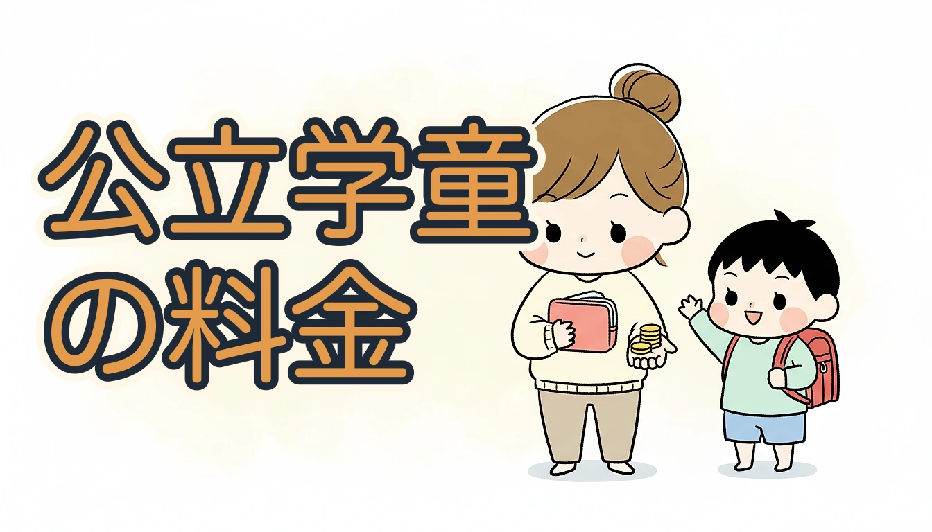 公立学童の料金｜財布を持つお母さんとランドセルを背負う男の子のイラスト
